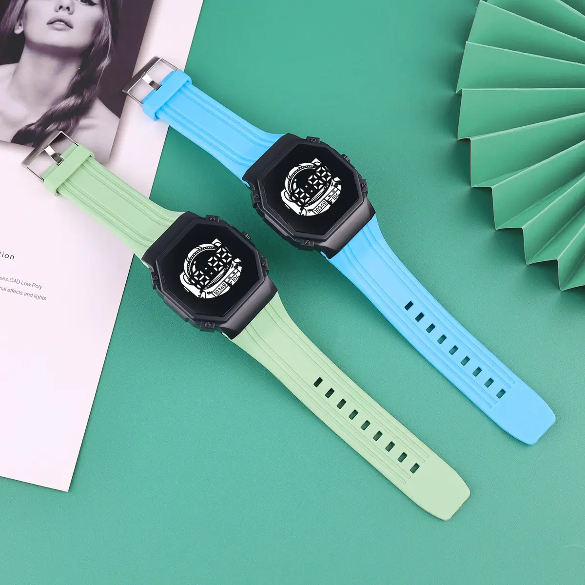 Matcha Green Astronaut Digital Watch for Youth - Image 9