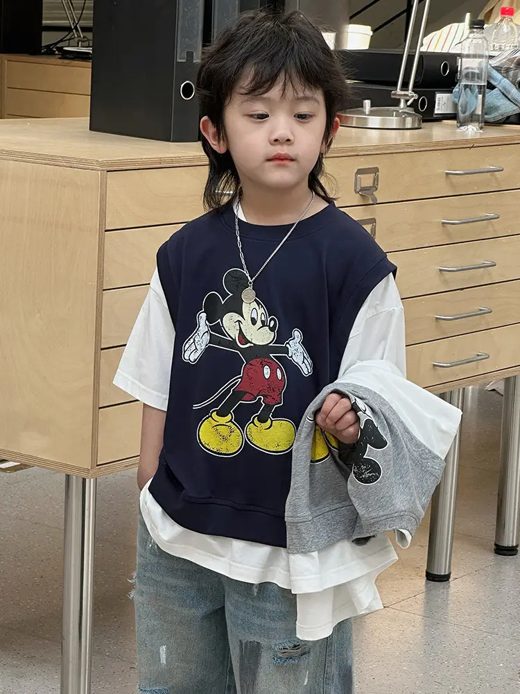 Kids Mickey Mouse T-Shirt Half Sleeve Cotton Summer