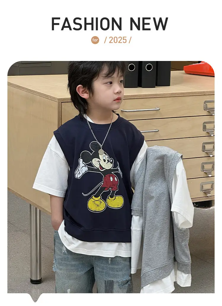 Kids Mickey Mouse T-Shirt Half Sleeve Cotton Summer — feature 1