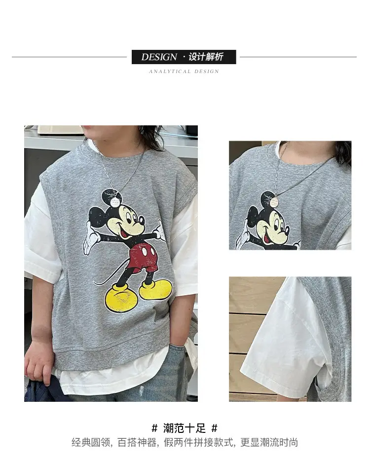 Kids Mickey Mouse T-Shirt Half Sleeve Cotton Summer — feature 4