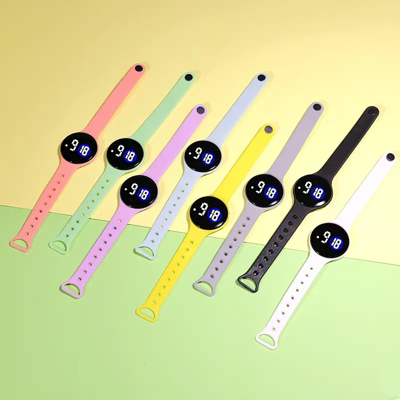 Korean Student Round Led Digital Watch Youth Waterproof Touch Screen — feature 2
