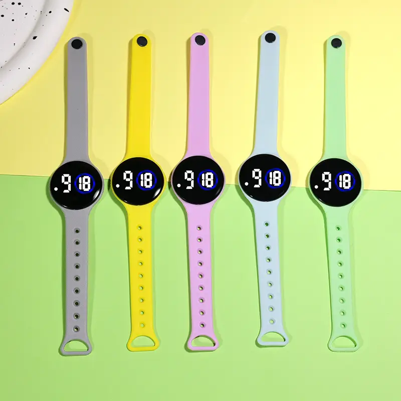Korean Student Round Led Digital Watch Youth Waterproof Touch Screen — feature 4
