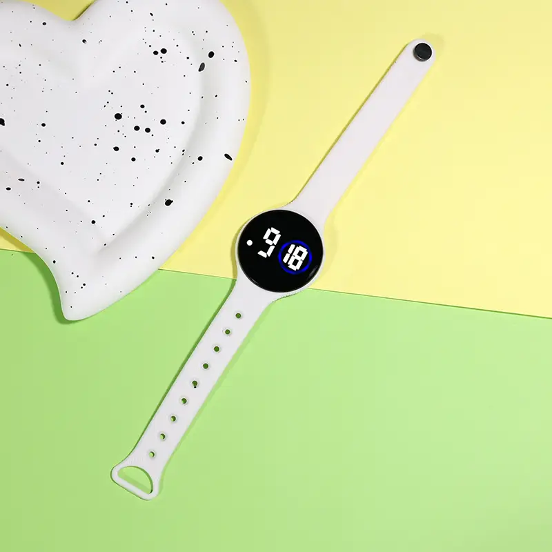 Korean Student Round Led Digital Watch Youth Waterproof Touch Screen - Image 2