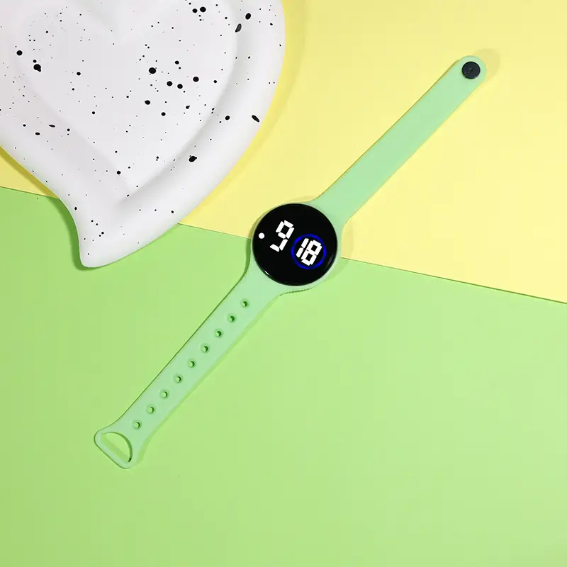 Korean Student Round Led Digital Watch Youth Waterproof Touch Screen - Image 4