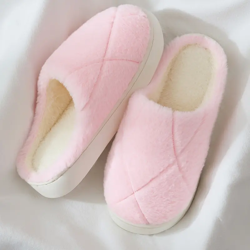 Plush Cotton Slippers for Women, New Autumn and Winter Non-Slip Indoor Home Use, Warm and Silent, Men's Style, Factory Wholesale