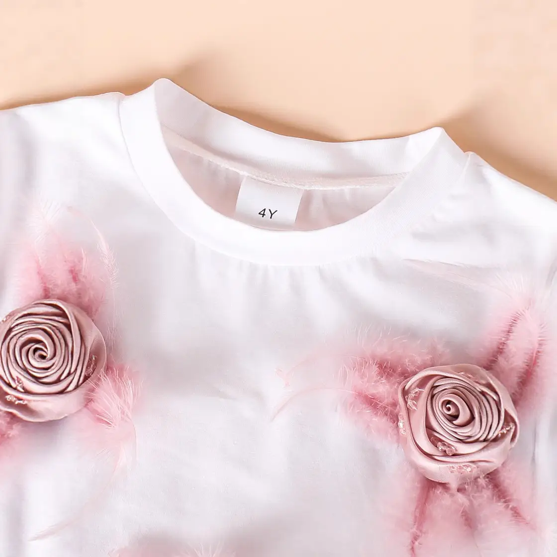 Girls White T-Shirt Pink Shorts Set Summer Casual - Image 4