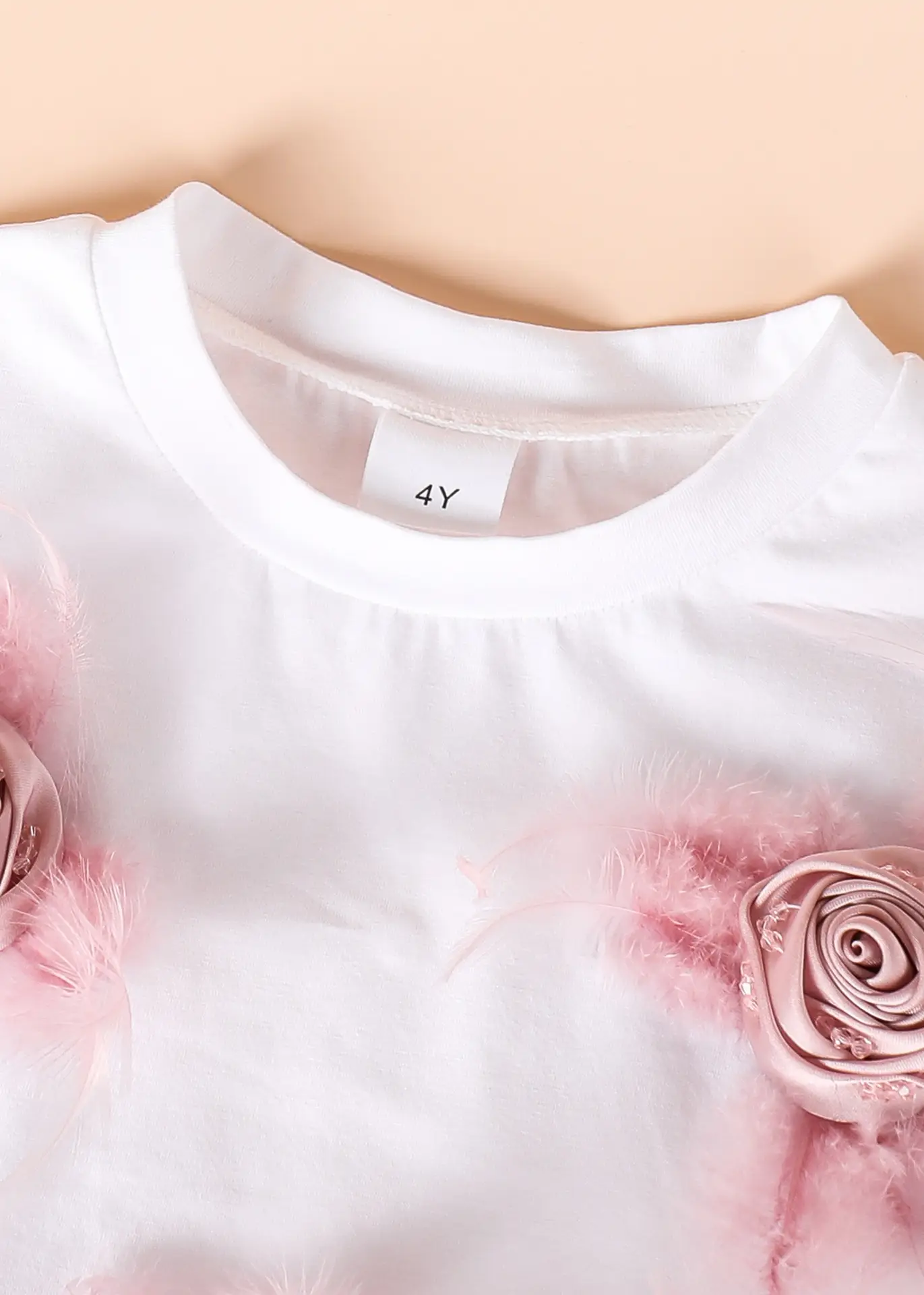Girls White T-Shirt Pink Shorts Set Summer Casual — feature 3