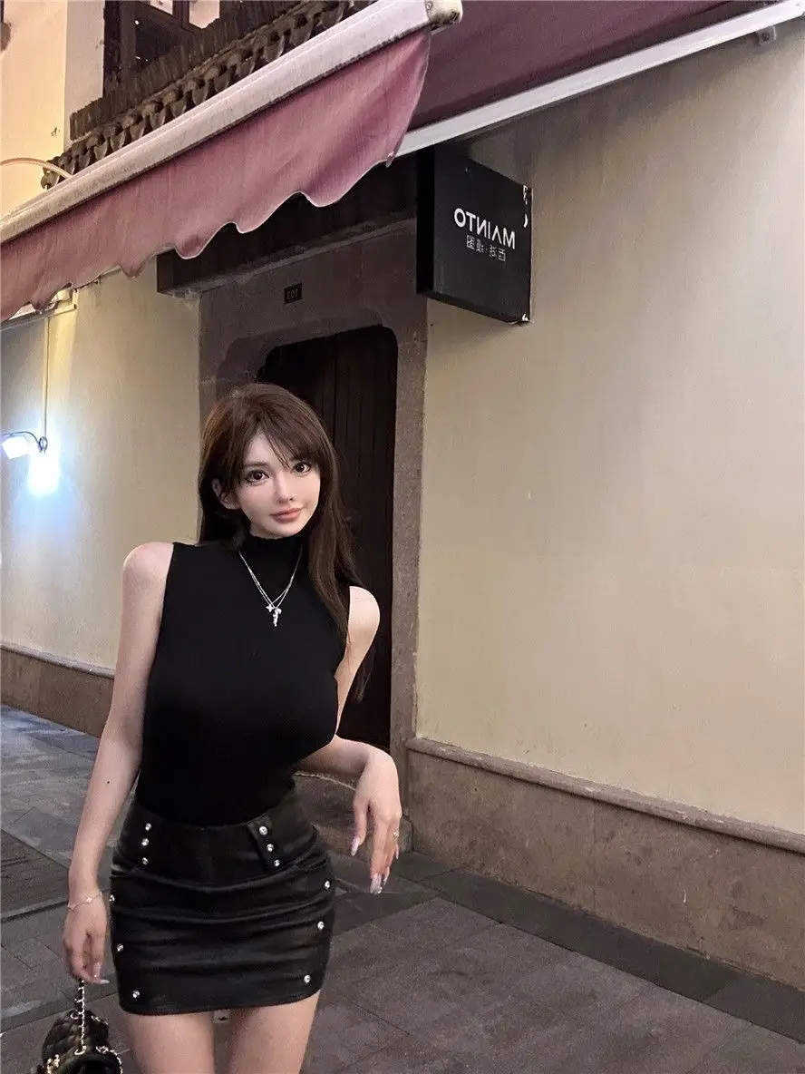 Half Turtleneck Right Shoulder Short-Sleeved T-Shirt for Women Summer 2025 New Tight-Fitting Slimming Look Unique Super Nice Single Wear Short Top — feature 10