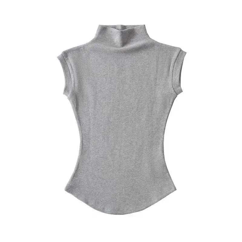 Half Turtleneck Right Shoulder Short-Sleeved T-Shirt for Women Summer 2025 New Tight-Fitting Slimming Look Unique Super Nice Single Wear Short Top