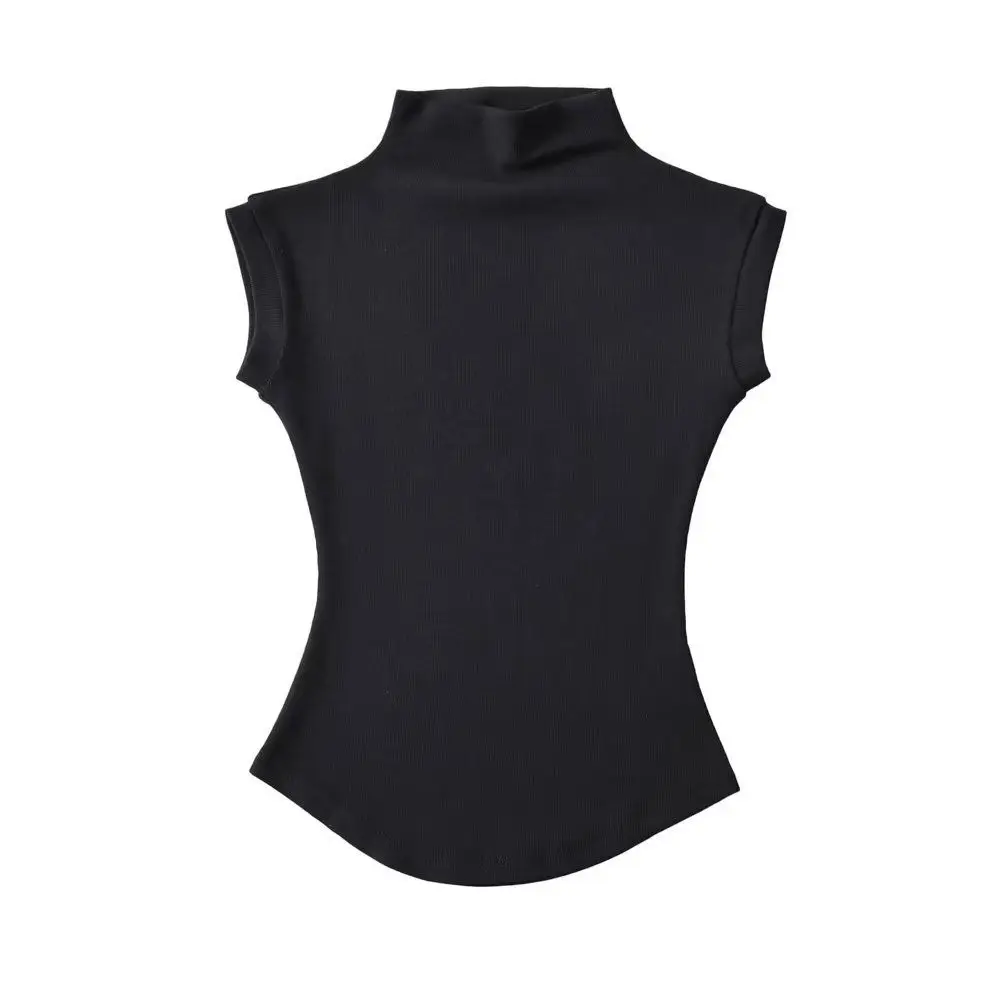 Half Turtleneck Right Shoulder Short-Sleeved T-Shirt for Women Summer 2025 New Tight-Fitting Slimming Look Unique Super Nice Single Wear Short Top
