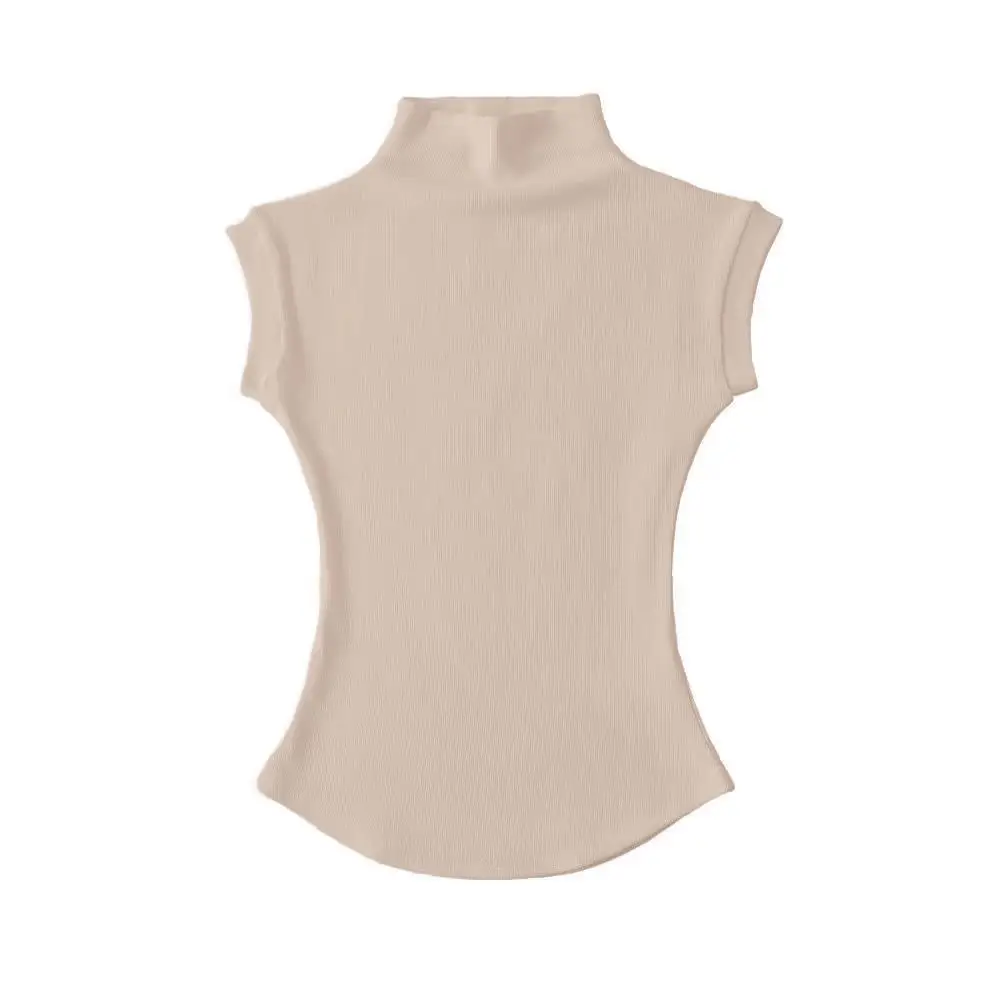 Half Turtleneck Right Shoulder Short-Sleeved T-Shirt for Women Summer 2025 New Tight-Fitting Slimming Look Unique Super Nice Single Wear Short Top