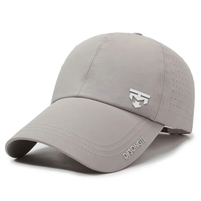 Men's Grey Letter Brim Baseball Cap Extended Bristle - Image 2