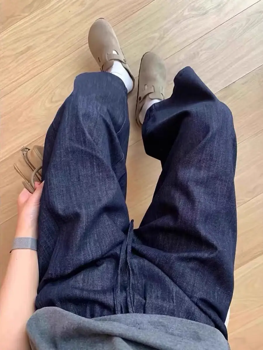 Plus Size Dark Blue Wide Leg Pants for Women — feature 5