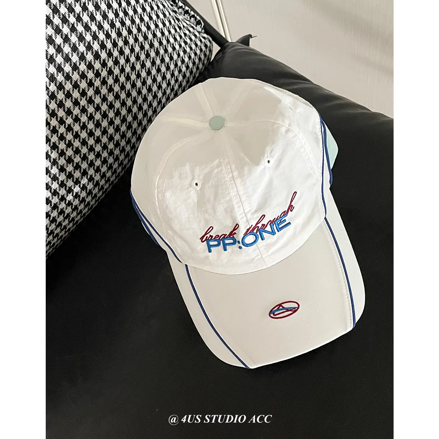 Women Baseball Cap Maroon White Contrast Embroidered - Image 3