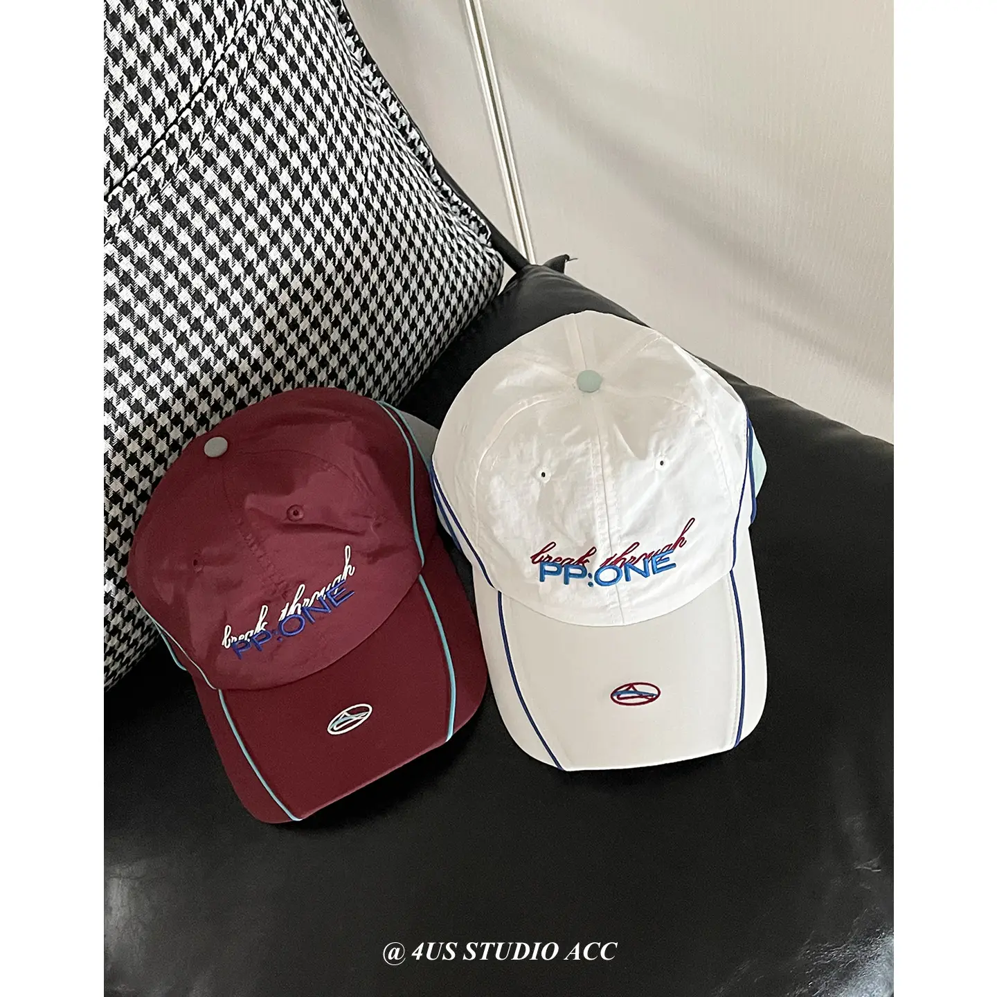 Women Baseball Cap Maroon White Contrast Embroidered - Image 4