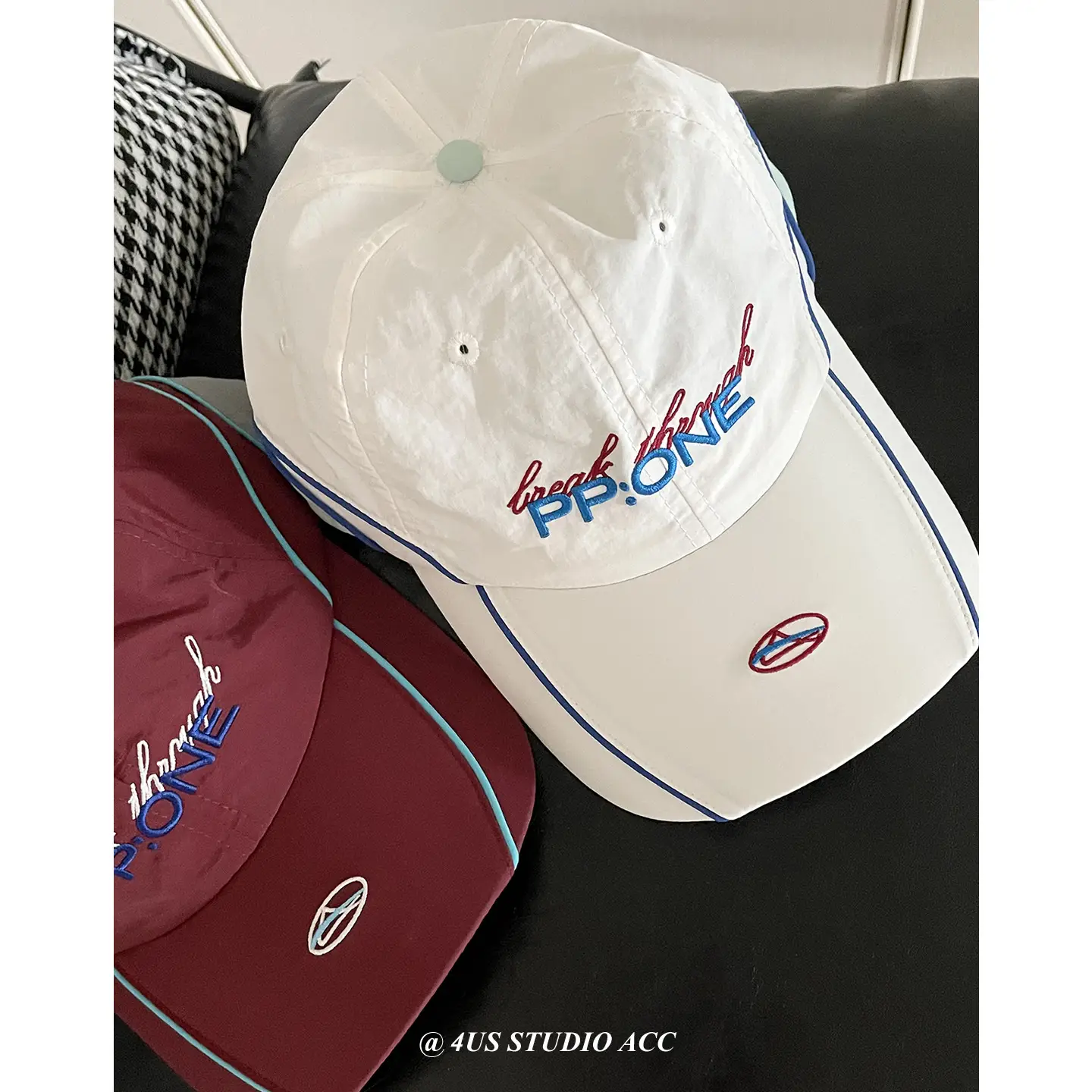 Women Baseball Cap Maroon White Contrast Embroidered - Image 6