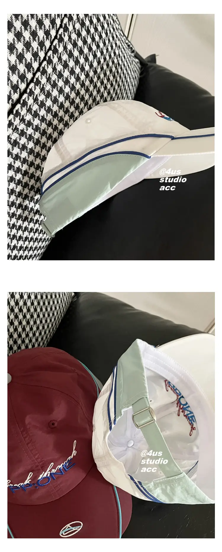 Women Baseball Cap Maroon White Contrast Embroidered — feature 8