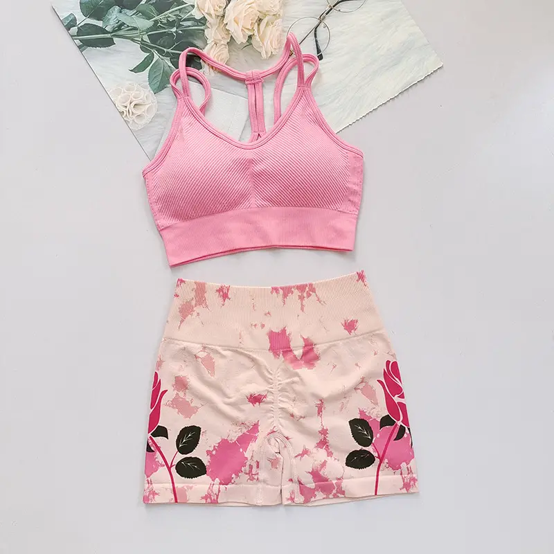 Fitness Suit with Thin Straps and Beautiful Back for Women Running Yoga Sports Bra Peach Butt Lift Leopard Print Three-Point Shorts — feature 9