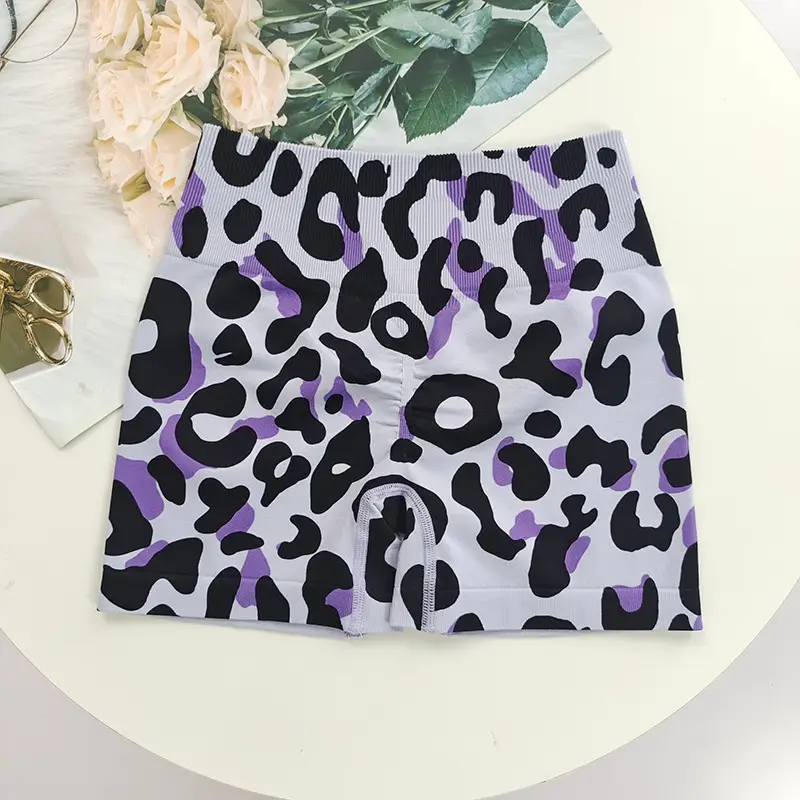 Fitness Suit with Thin Straps and Beautiful Back for Women Running Yoga Sports Bra Peach Butt Lift Leopard Print Three-Point Shorts