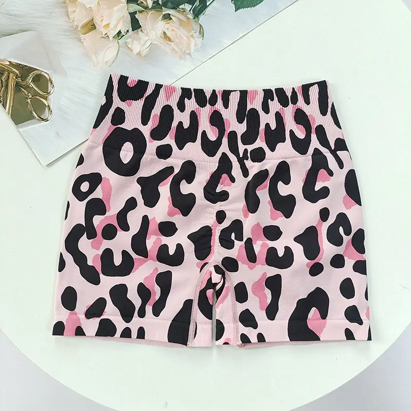 Fitness Suit with Thin Straps and Beautiful Back for Women Running Yoga Sports Bra Peach Butt Lift Leopard Print Three-Point Shorts