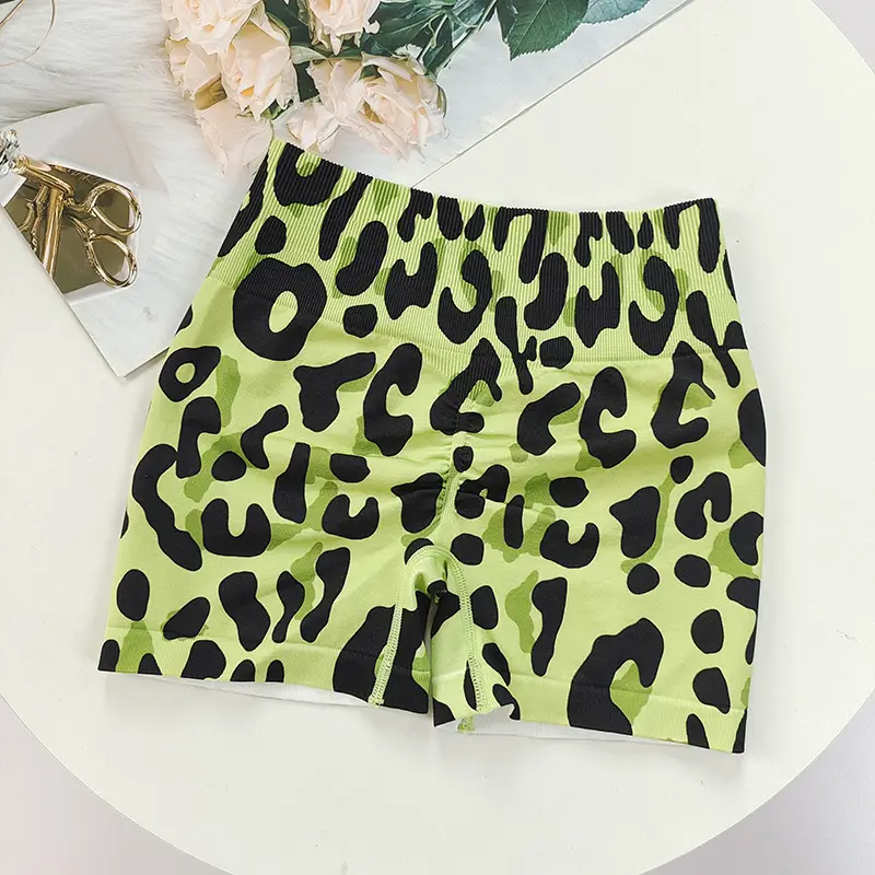 Fitness Suit with Thin Straps and Beautiful Back for Women Running Yoga Sports Bra Peach Butt Lift Leopard Print Three-Point Shorts