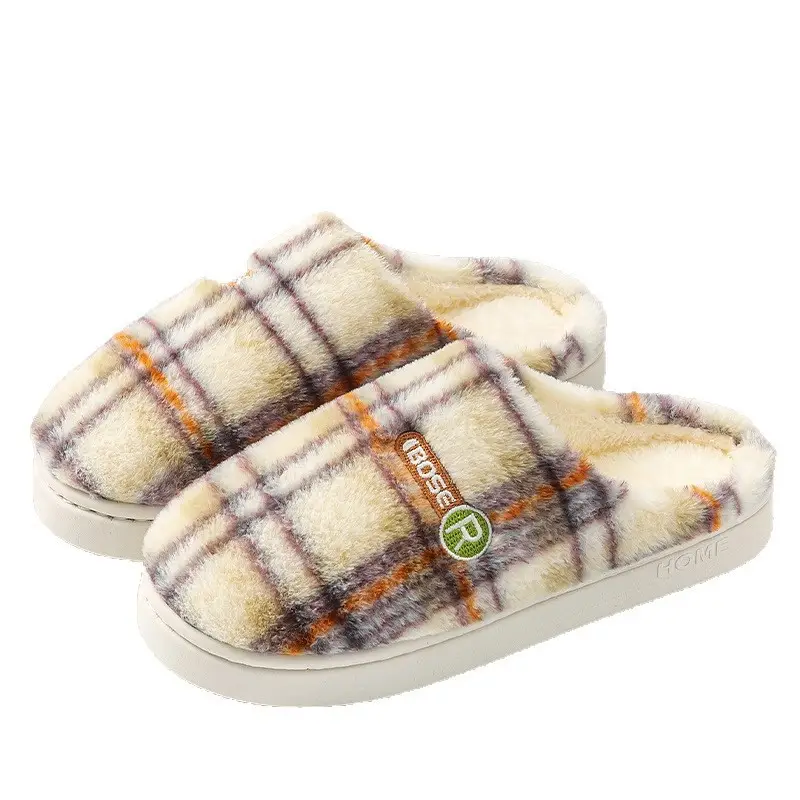Women Cotton Slip-On Slippers Pink Winter Warm Indoor