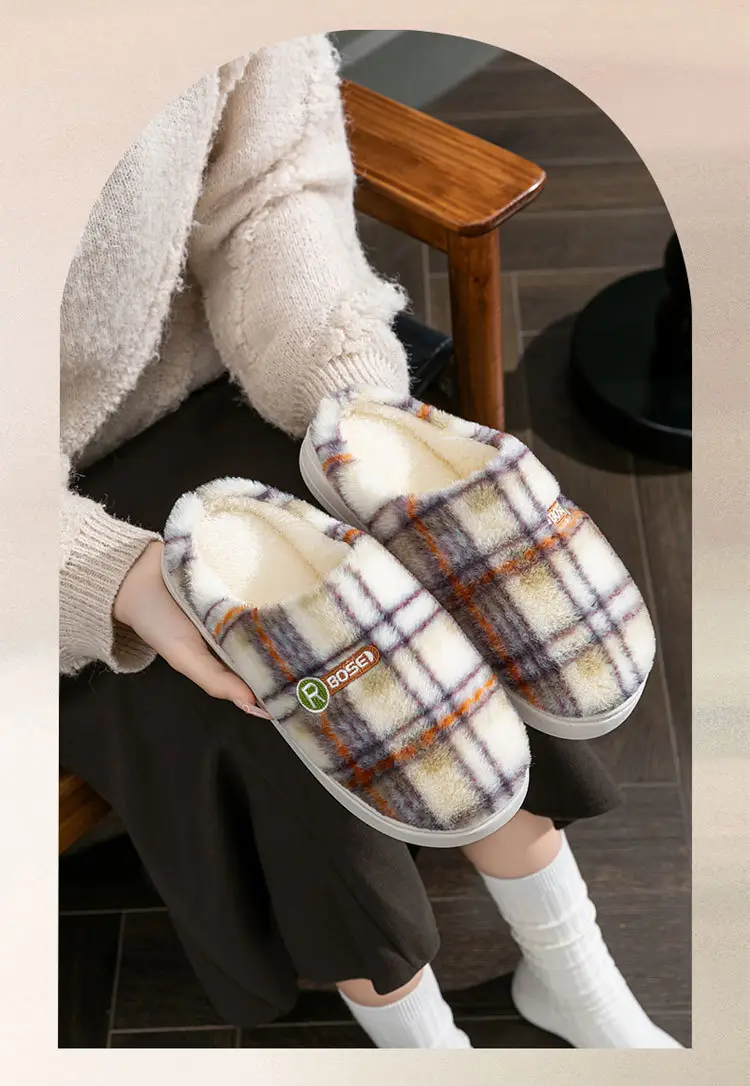 Women Cotton Slip-On Slippers Pink Winter Warm Indoor — feature 2