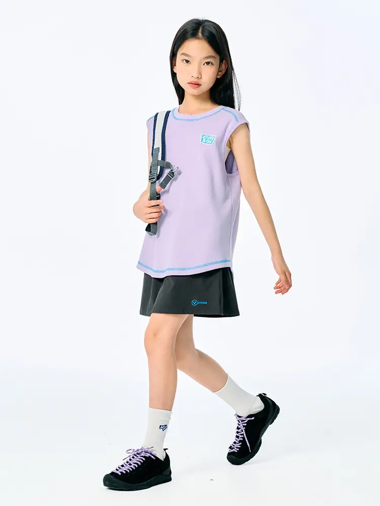 Girls Sleeveless T-Shirt Purple Cotton Summer Wear - Image 7