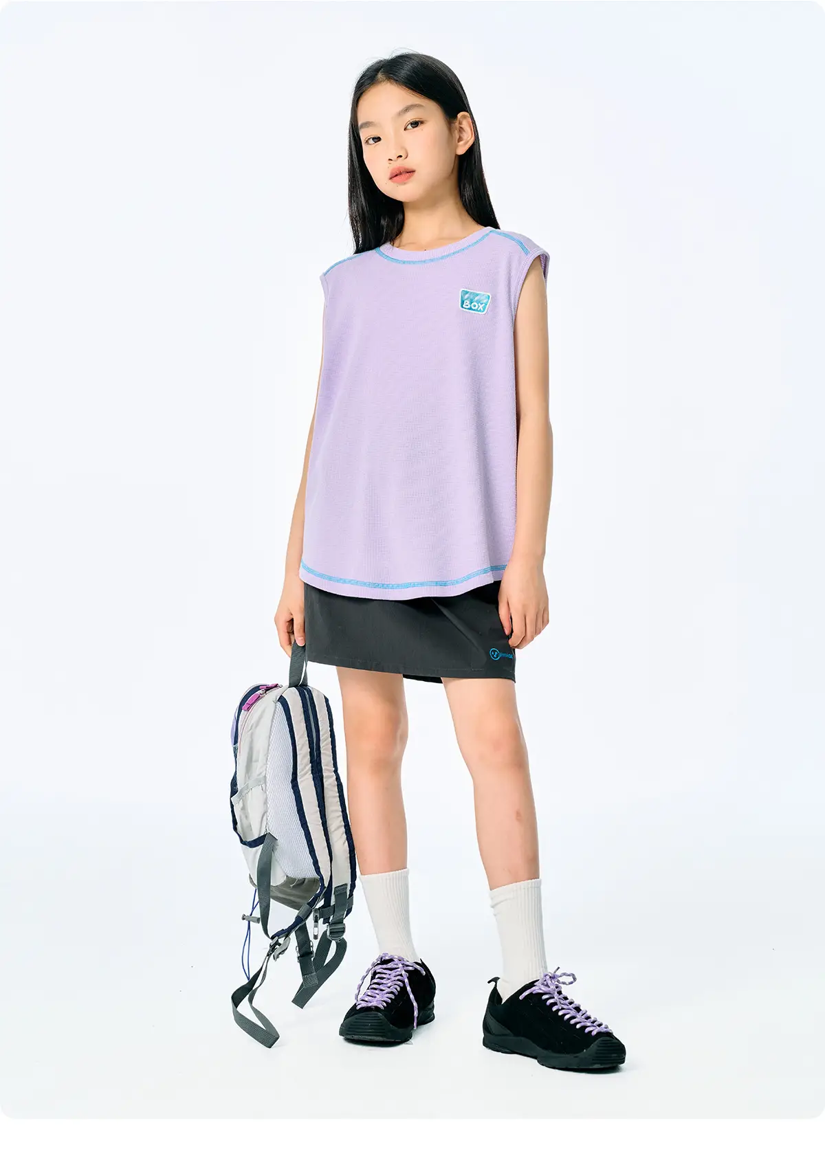 Girls Sleeveless T-Shirt Purple Cotton Summer Wear — feature 18