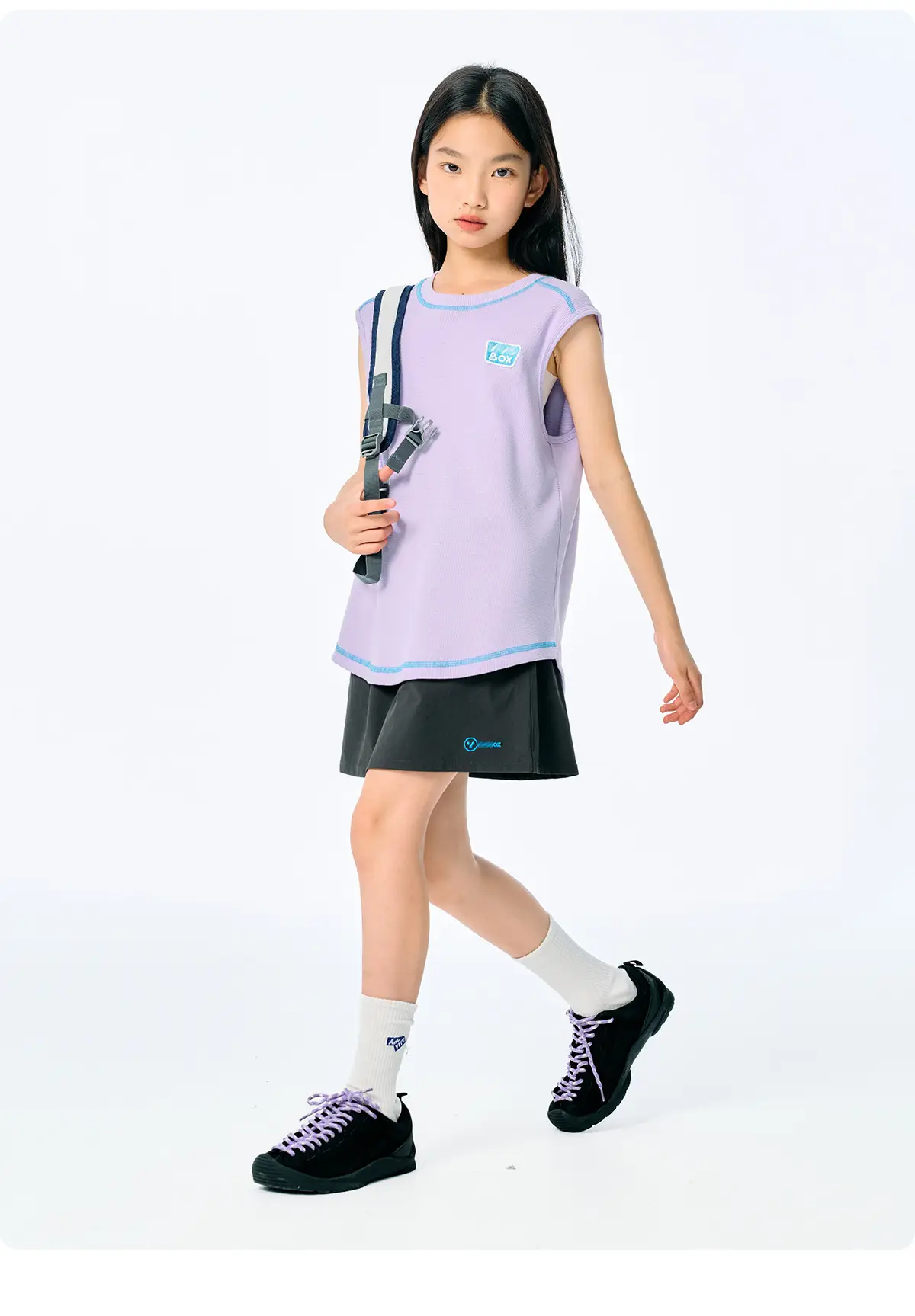 Girls Sleeveless T-Shirt Purple Cotton Summer Wear — feature 19