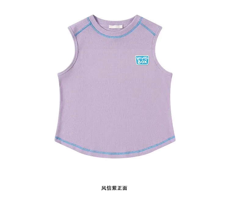 Girls Sleeveless T-Shirt Purple Cotton Summer Wear — feature 33