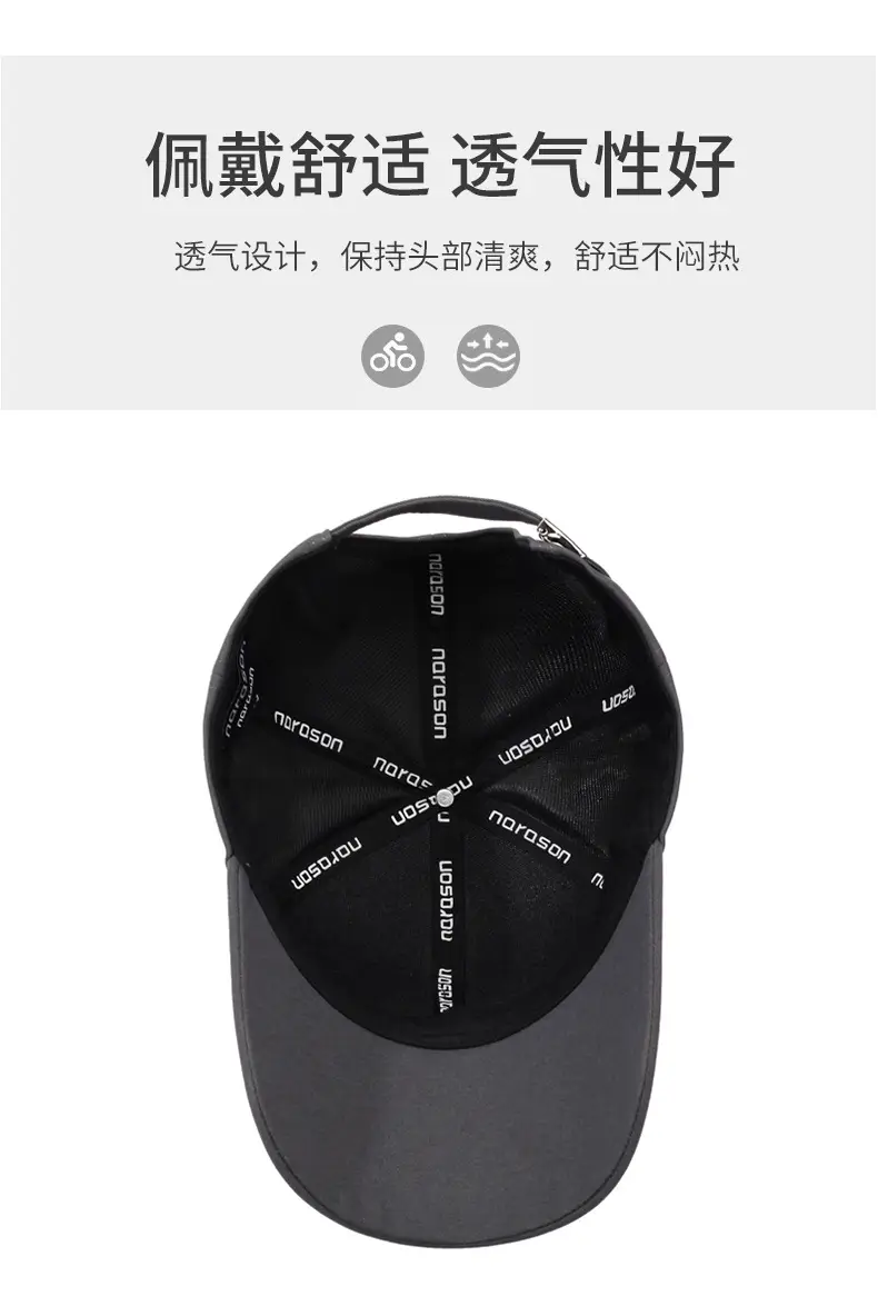 Men's Grey Baseball Cap with Sunshade & Travel Use — feature 5