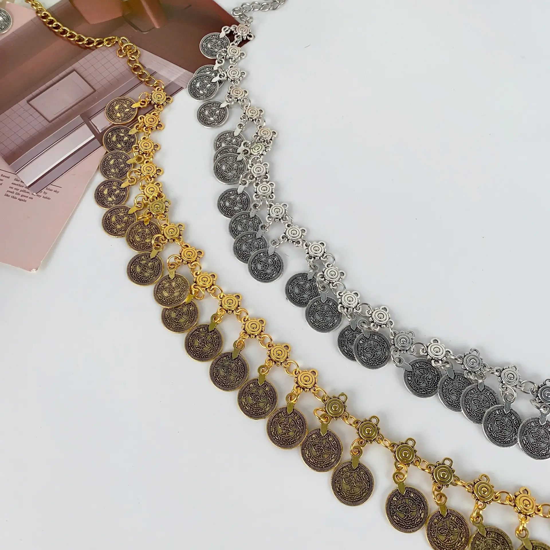 Women's Tassel Waist Belt with Metal Decor