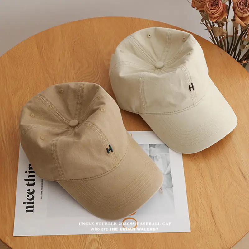 Stubble H Embroidered Baseball Cap Beige All Season - Image 9