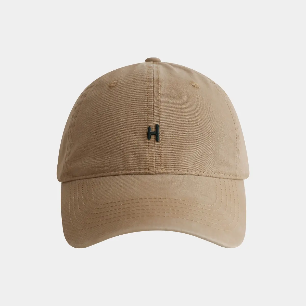 Stubble H Embroidered Baseball Cap Beige All Season - Image 11