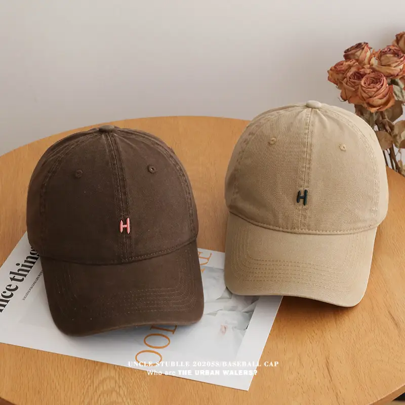 Stubble H Embroidered Baseball Cap Beige All Season — feature 10