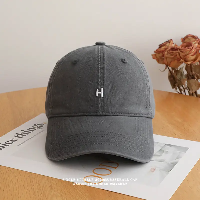 Stubble H Embroidered Baseball Cap Beige All Season — feature 11