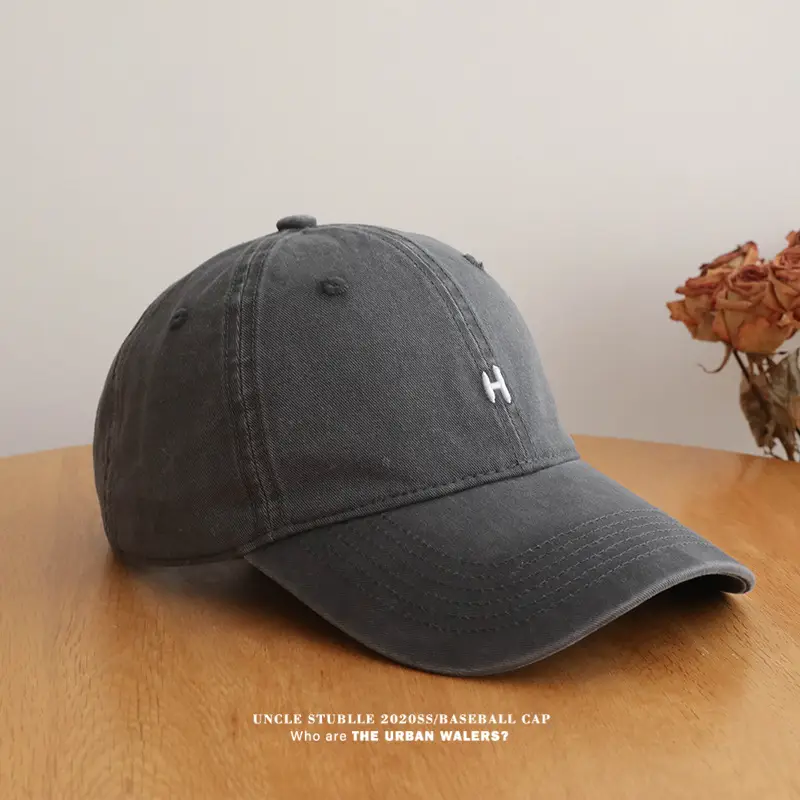 Stubble H Embroidered Baseball Cap Beige All Season — feature 12