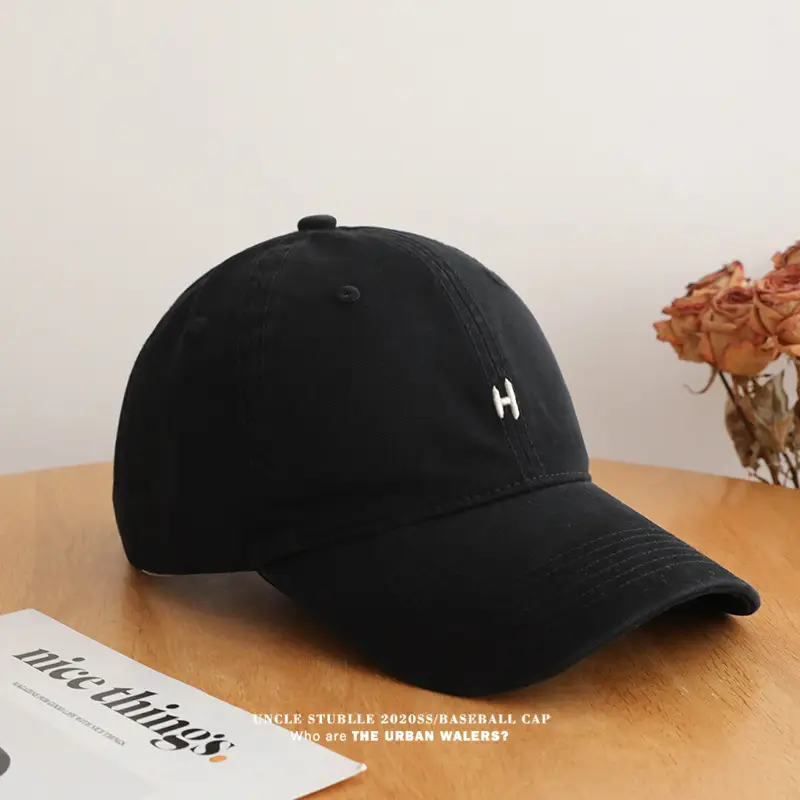 Stubble H Embroidered Baseball Cap Beige All Season — feature 17