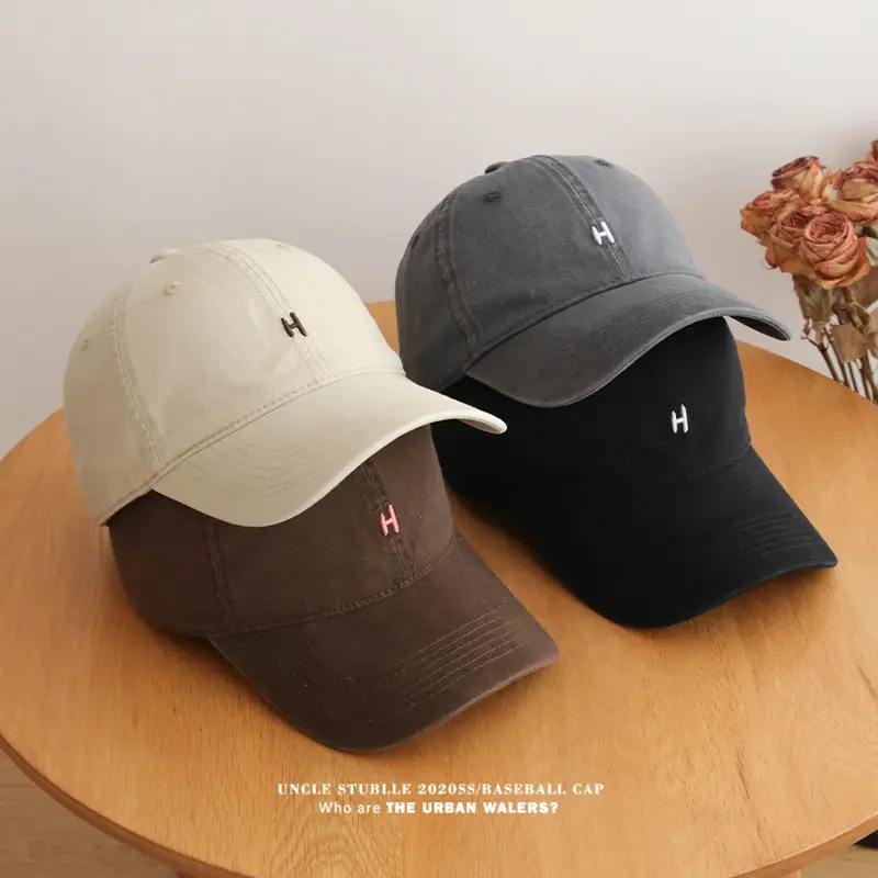 Stubble H Embroidered Baseball Cap Beige All Season — feature 2
