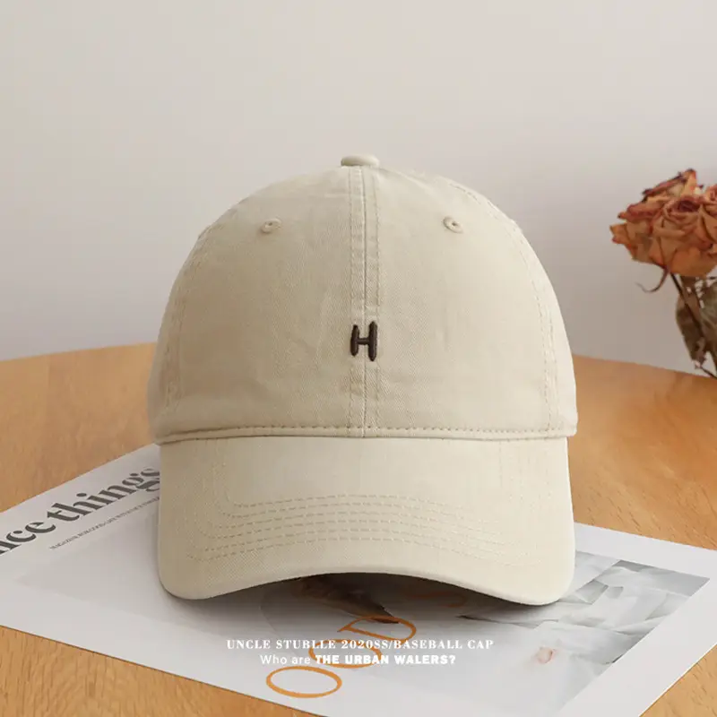 Stubble H Embroidered Baseball Cap Beige All Season — feature 3