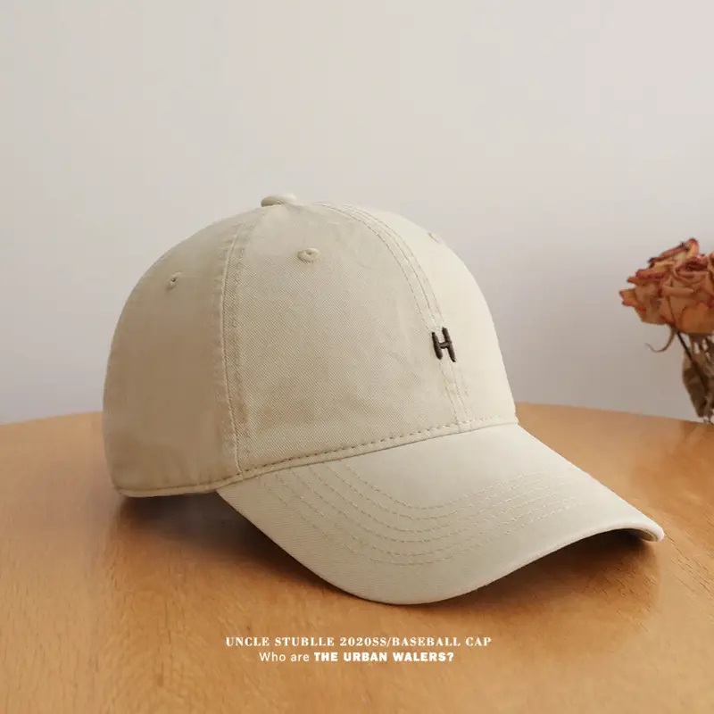 Stubble H Embroidered Baseball Cap Beige All Season — feature 4