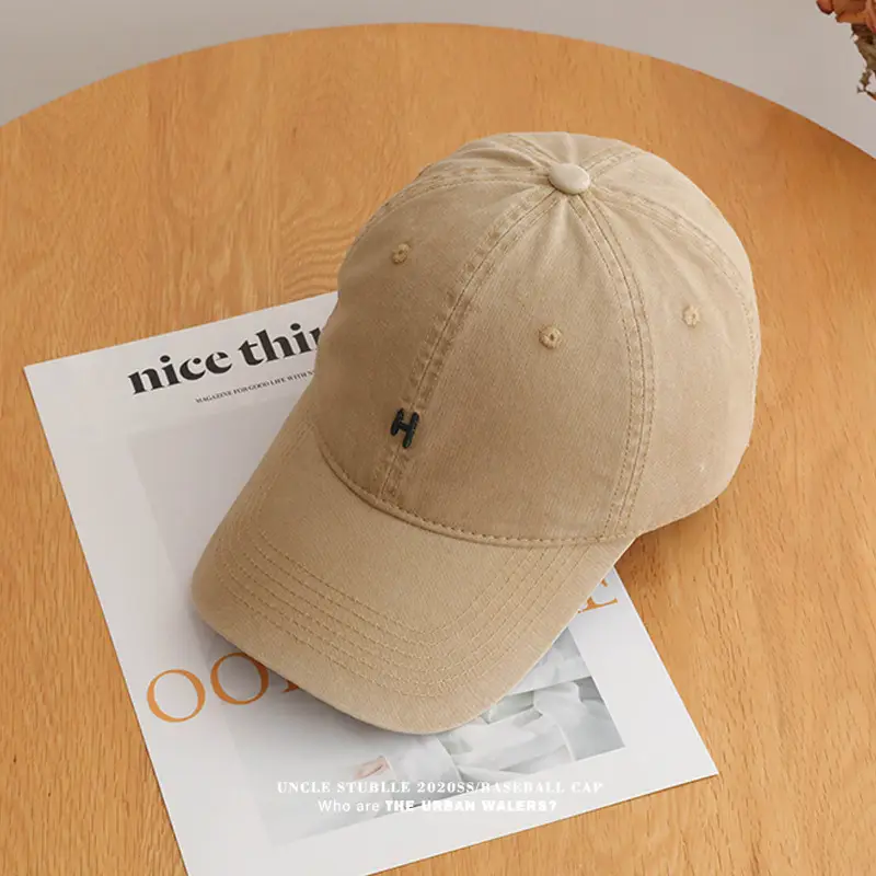 Stubble H Embroidered Baseball Cap Beige All Season — feature 7
