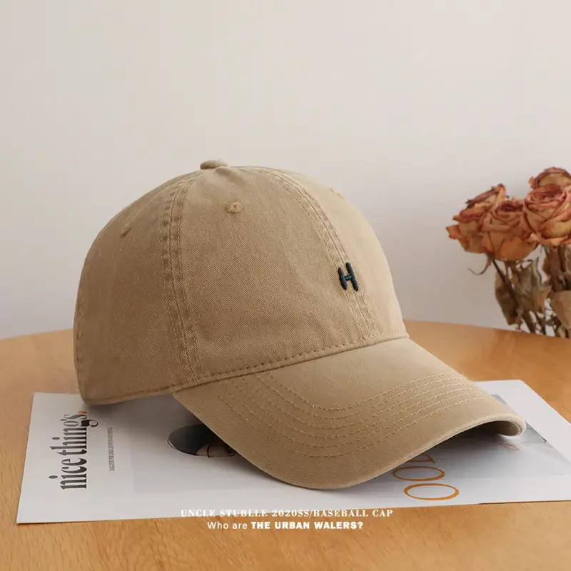 Stubble H Embroidered Baseball Cap Beige All Season — feature 8