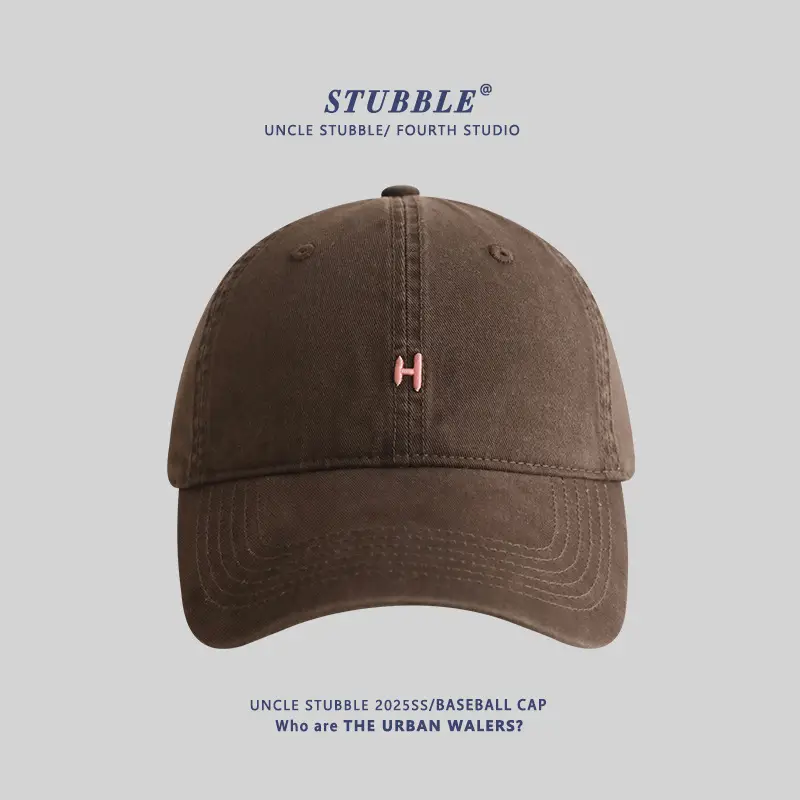 Stubble H Embroidered Baseball Cap Beige All Season - Image 3