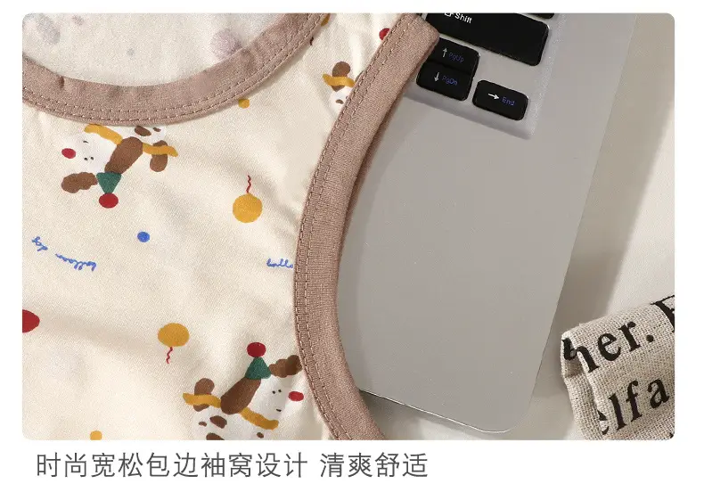 Summer Kidsren's Home Clothes for Boys and Girls Thin Cartoon Pajamas Baby Vest Shorts Sleeveless Suit Air-Conditioned Clothes — feature 18