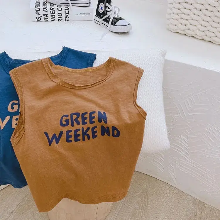 Green Weekend Sleeveless Vest for Boys Pure Cotton - Image 6