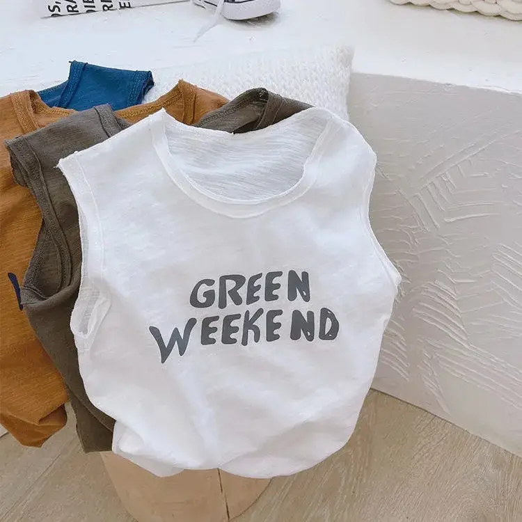 Green Weekend Sleeveless Vest for Boys Pure Cotton - Image 7