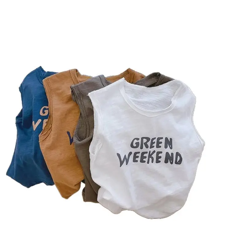 Green Weekend Sleeveless Vest for Boys Pure Cotton - Image 8