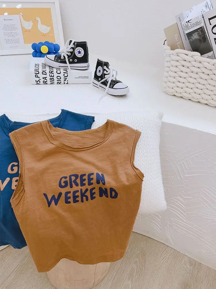 Green Weekend Sleeveless Vest for Boys Pure Cotton — feature 12